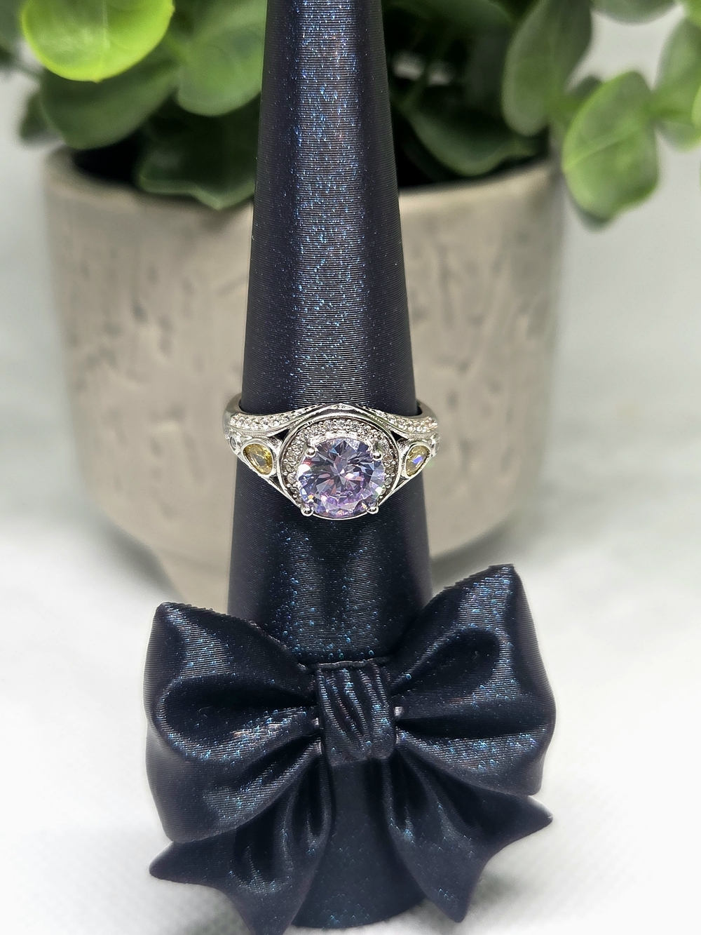 BP Sterling Silver Ryze Party Lavender Topaz Filigree Ring With Citrine Accrnts